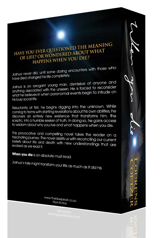 Back cover of the novel When You Die — synopsis and author imprint